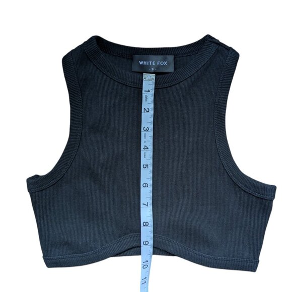White Fox Boutique Little Ribbed Black Cropped Tank Top Women Size Small - Picture 6 of 12